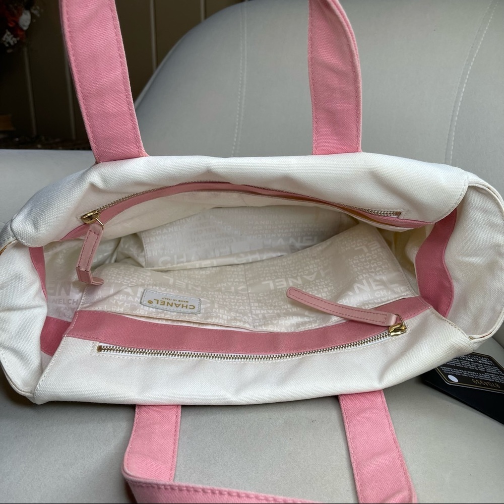 Authentic Chanel CC Marshmallow Handbag purse Bag Mini Tote White Pink - Picture 8 of 15